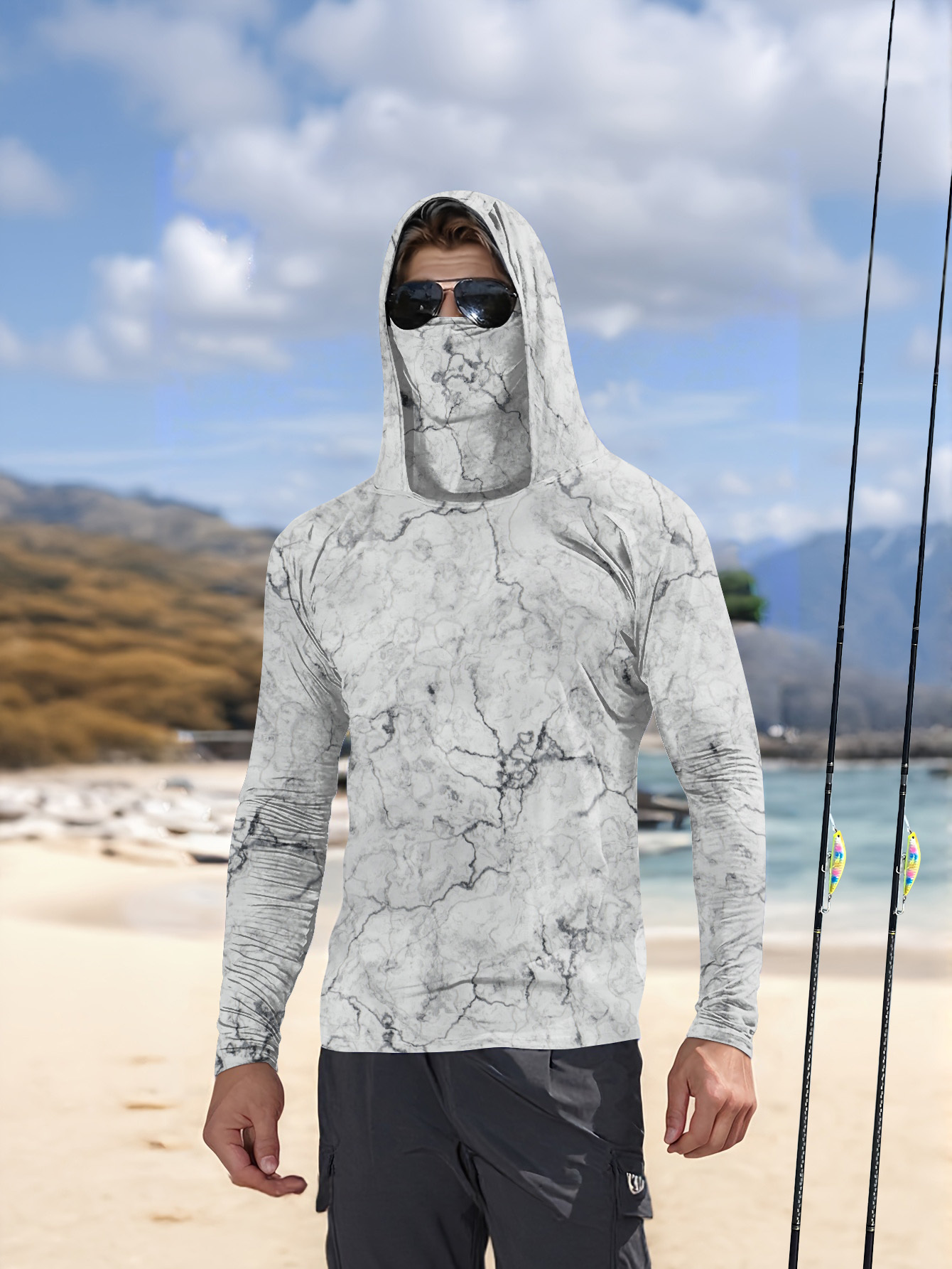 Fishing Shirt Uv Protection - Camisa de pesca con capucha para